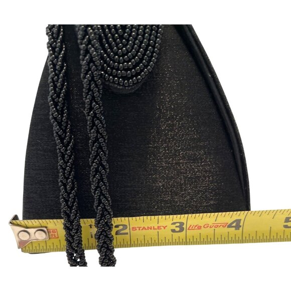 Formal Prom Bridal Evening Shoulder Mini Hand Bag Clutch Purse Black Beaded READ - Picture 11 of 12